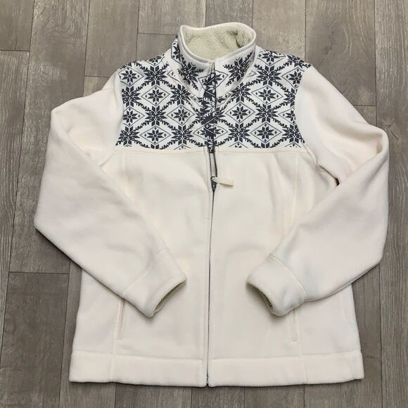 Womens L.L Bean Nordic Fair Isle Aztec Fleece Full Zip Sweater Jacket - Picture 1 of 8